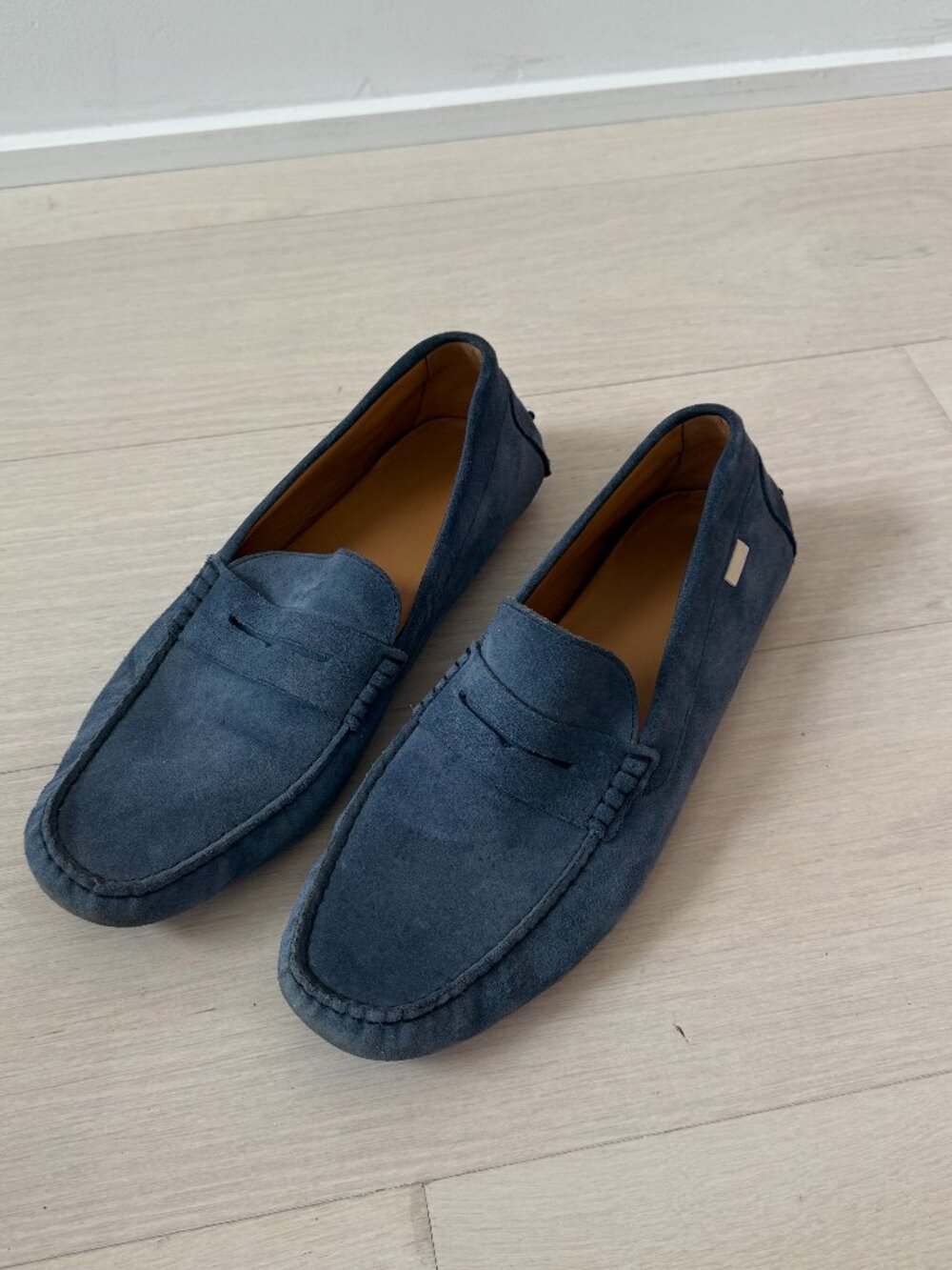 Oliver Cabell Blue Suede Driver Loafers EUC Size 14